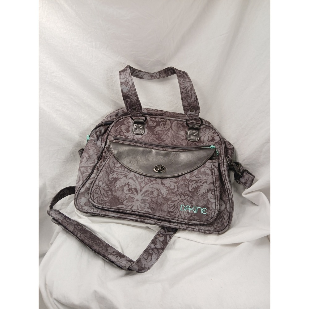 Dakine Grey Damask Print Shoulder Bag Tie Dye Lining Canvas Satchel Messenger